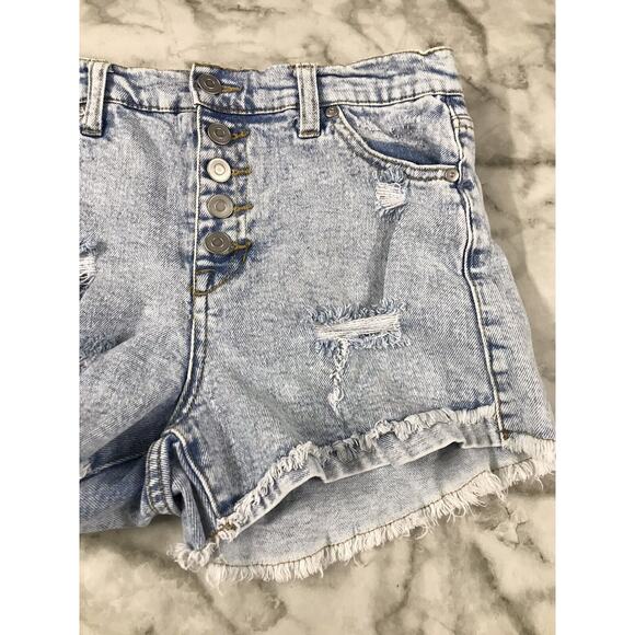 Altar'd State Light Wash Cutoff Shorts Button Fly Size 28/7 Distressed Cotton - Picture 3 of 6